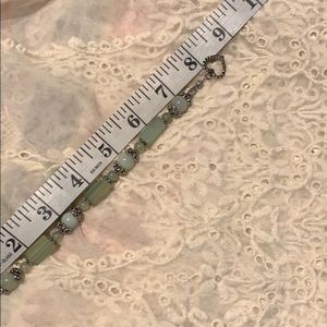 Handmade Bracelet /green stones w silver closures